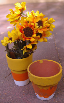 Candy corn clay pot craft